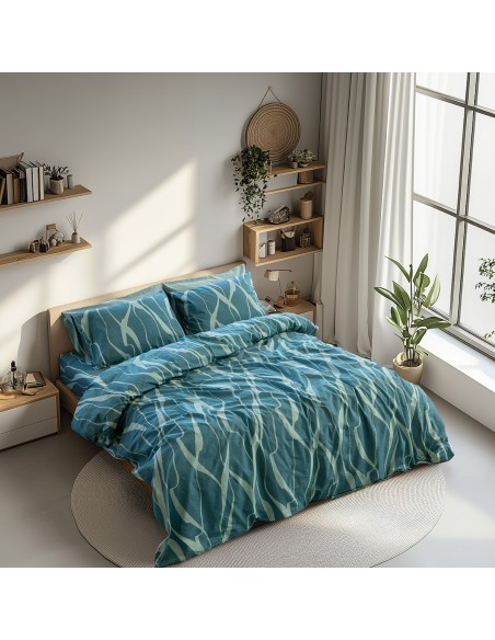 Beauty Home Σετ σεντόνια υπέρδιπλα με λάστιχο Glory Art 12378 170x200+32 Πετρόλ