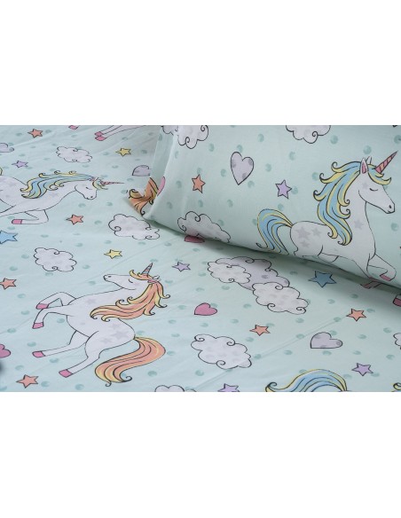 Beauty Home Σετ σεντόνια μονά με λάστιχο Candy Art 6327 110x200+32 Μέντα