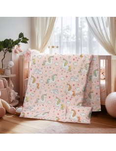 Beauty Home Σετ σεντόνια βρεφικά Bloom Art 6328 120x170 Ροζ