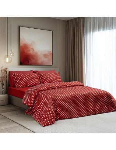 Beauty Home Σετ σεντόνια διπλά Art 10101 Fancy 200x260 Κόκκινο