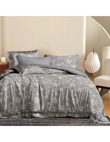 Beauty Home Σετ σεντόνια υπέρδιπλα με λάστιχο Memories Art 12679 165x200+30 Γκρι