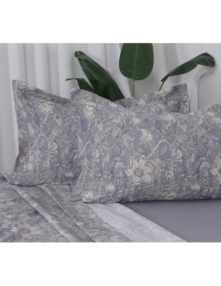 Beauty Home Σετ σεντόνια υπέρδιπλα με λάστιχο Memories Art 12679 165x200+30 Γκρι