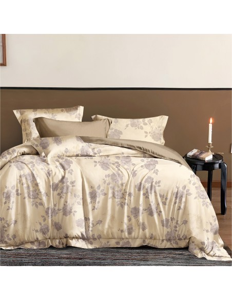 Beauty Home Σετ σεντόνια υπέρδιπλα με λάστιχο Memories Art 12685 165x200+30 Μπεζ