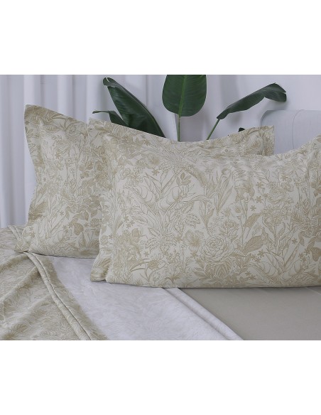 Beauty Home Σετ σεντόνια υπέρδιπλα με λάστιχο Memories Art 12689 165x200+30 Μπεζ