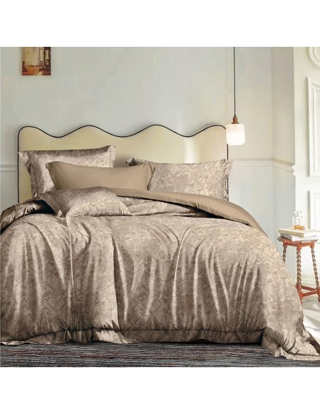 Beauty Home Σετ σεντόνια υπέρδιπλα με λάστιχο Memories Art 12690 165x200+30 Μόκα