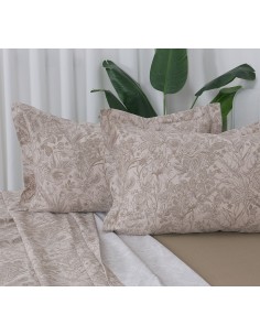 Beauty Home Σετ σεντόνια υπέρδιπλα με λάστιχο Memories Art 12690 165x200+30 Μόκα 2