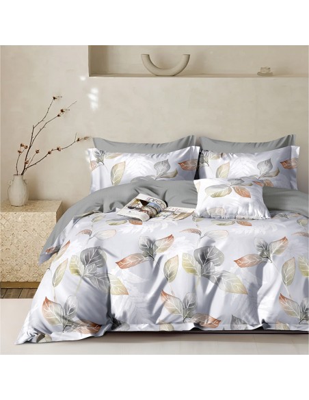 Beauty Home Σετ σεντόνια υπέρδιπλα με λάστιχο Memories Art 12691 165x200+30 Γκρι