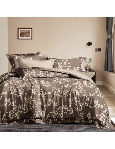 Beauty Home Σετ σεντόνια υπέρδιπλα με λάστιχο Memories Art 12693 165x200+30 Καφέ