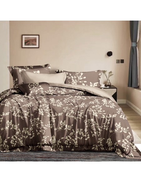 Beauty Home Σετ σεντόνια υπέρδιπλα με λάστιχο Memories Art 12693 165x200+30 Καφέ