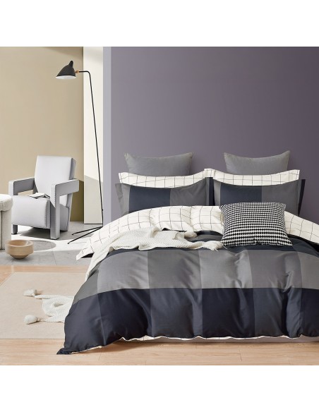 Beauty Home Σετ σεντόνια υπέρδιπλα με λάστιχο Memories Art 12696 165x200+30 Ανθρακί