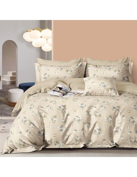 Beauty Home Σετ σεντόνια υπέρδιπλα με λάστιχο Memories Art 12698 165x200+30 Μπεζ