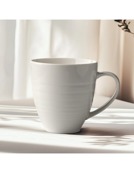 Beauty Home Κούπα πορσελάνης ανάγλυφη με χερούλι Sensations Art 7709 350ml Λευκό