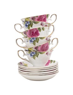 Beauty Home Σετ φλυτζάνια τσαγιού πορσελάνης 12τμχ Eternal Art 7715 Σχέδιο Λουλούδι 2