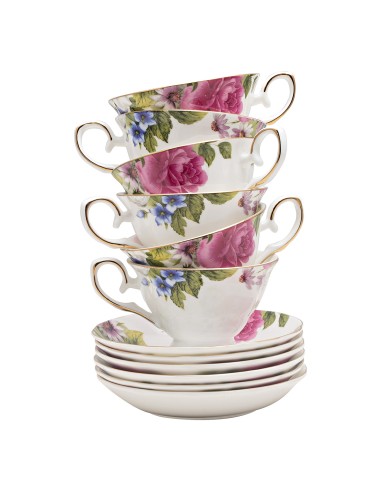 Beauty Home Σετ φλυτζάνια τσαγιού πορσελάνης 12τμχ Eternal Art 7715 Σχέδιο Λουλούδι