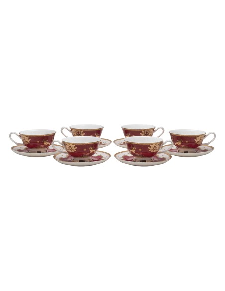 Beauty Home Σετ φλυτζάνια τσαγιού πορσελάνης 12τμχ Eternal Art 7716 Μπορντό