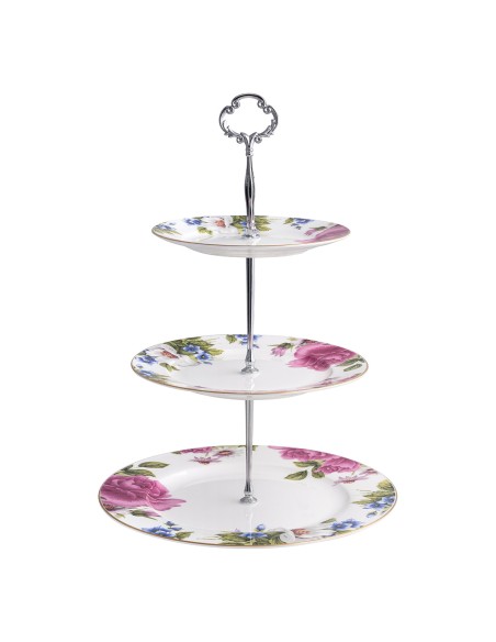 Beauty Home Ταρτιέρα τριόροφη πορσελάνης Eternal Art 7719 Σχέδιο Λουλούδι