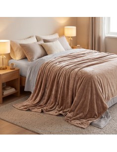 Beauty Home Κουβέρτα μονή Velora Art 12550 100% polyester super soft 550gsm 160x220 Άμμου