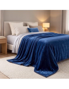 Beauty Home Κουβέρτα μονή Velora Art 12550 100% polyester super soft 550gsm 160x220 Μπλε