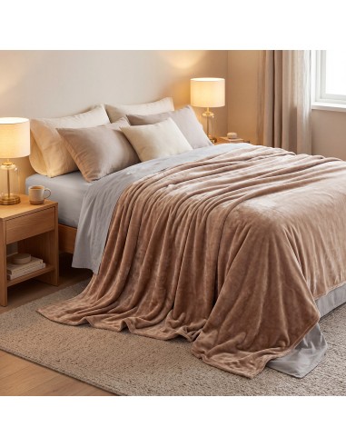 Beauty Home Κουβέρτα υπέρδιπλη Velora Art 12550 100% polyester super soft 550gsm 220x240 Άμμου