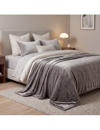 Beauty Home Κουβέρτα υπέρδιπλη Velora Art 12550 100% polyester super soft 550gsm 220x240 Γκρι