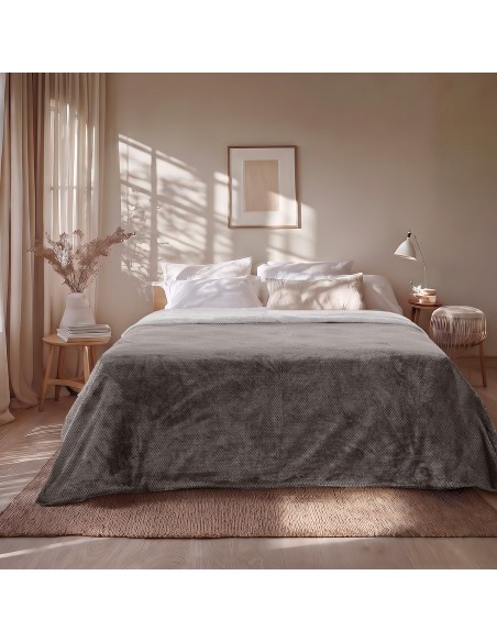 Beauty Home Κουβέρτα υπέρδιπλη διπλής όψεως Art 11601 Jacquard fleece 700gsm Fiesta Plus 220x240 Ανθρακί