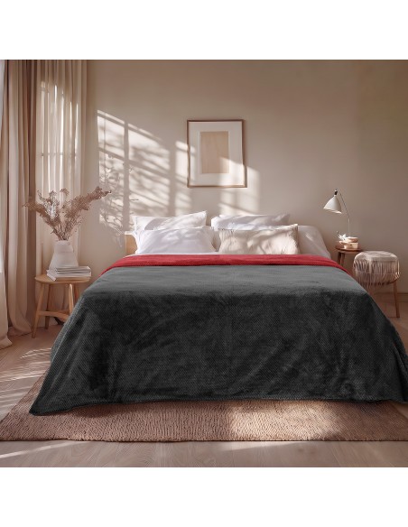Beauty Home Κουβέρτα υπέρδιπλη διπλής όψεως Art 11601 Jacquard fleece 700gsm Fiesta Plus 220x240 Μαύρο