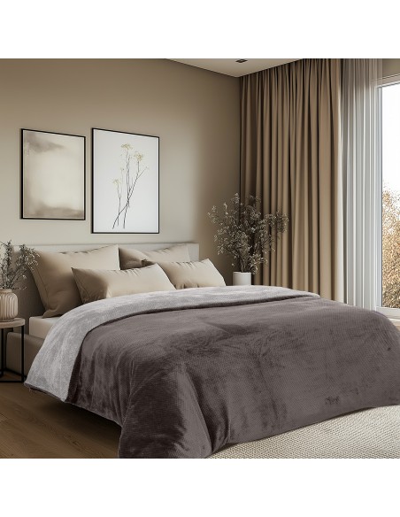 Beauty Home Παπλωματοθήκη υπέρδιπλη διπλής όψεως Art 11602 Jacquard fleece 700gsm Fiesta Plus 220x240 Ανθρακί