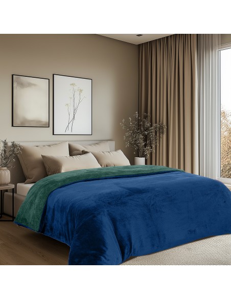 Beauty Home Παπλωματοθήκη υπέρδιπλη διπλής όψεως Art 11602 Jacquard fleece 700gsm Fiesta Plus 220x240 Μπλε