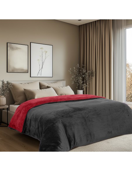 Beauty Home Παπλωματοθήκη υπέρδιπλη διπλής όψεως Art 11602 Jacquard fleece 700gsm Fiesta Plus 220x240 Μαύρο