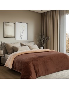 Beauty Home Παπλωματοθήκη υπέρδιπλη διπλής όψεως Art 11602 Jacquard fleece 700gsm Fiesta Plus 220x240 Καφέ