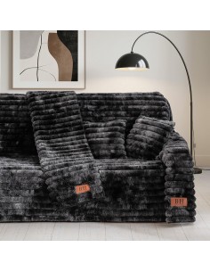 Beauty Home Σετ ριχτάρι 2τμχ Fur Tie Dye Art 8681 (180x250+180x300) Ανθρακί