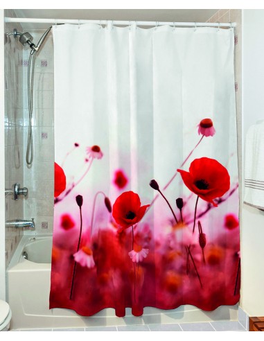 Κουρτίνα μπάνιου Poppies Art 3067 190x180 Κόκκινο   Beauty Home