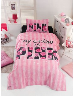 Σετ κουβερλί μονό Pink Art 6113  160x240  Ροζ