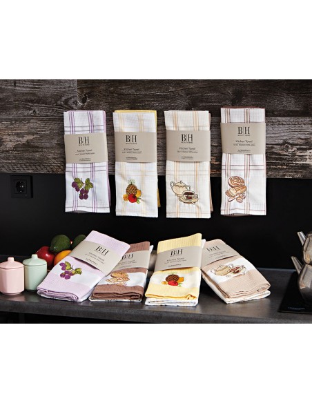 Ποτηρόπανα σετ 2τμχ Art 8287  40x60  Κίτρινο   Beauty Home