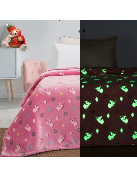 Κουβέρτα μονή φωσφορίζουσα Art 6093  160x220 Ροζ